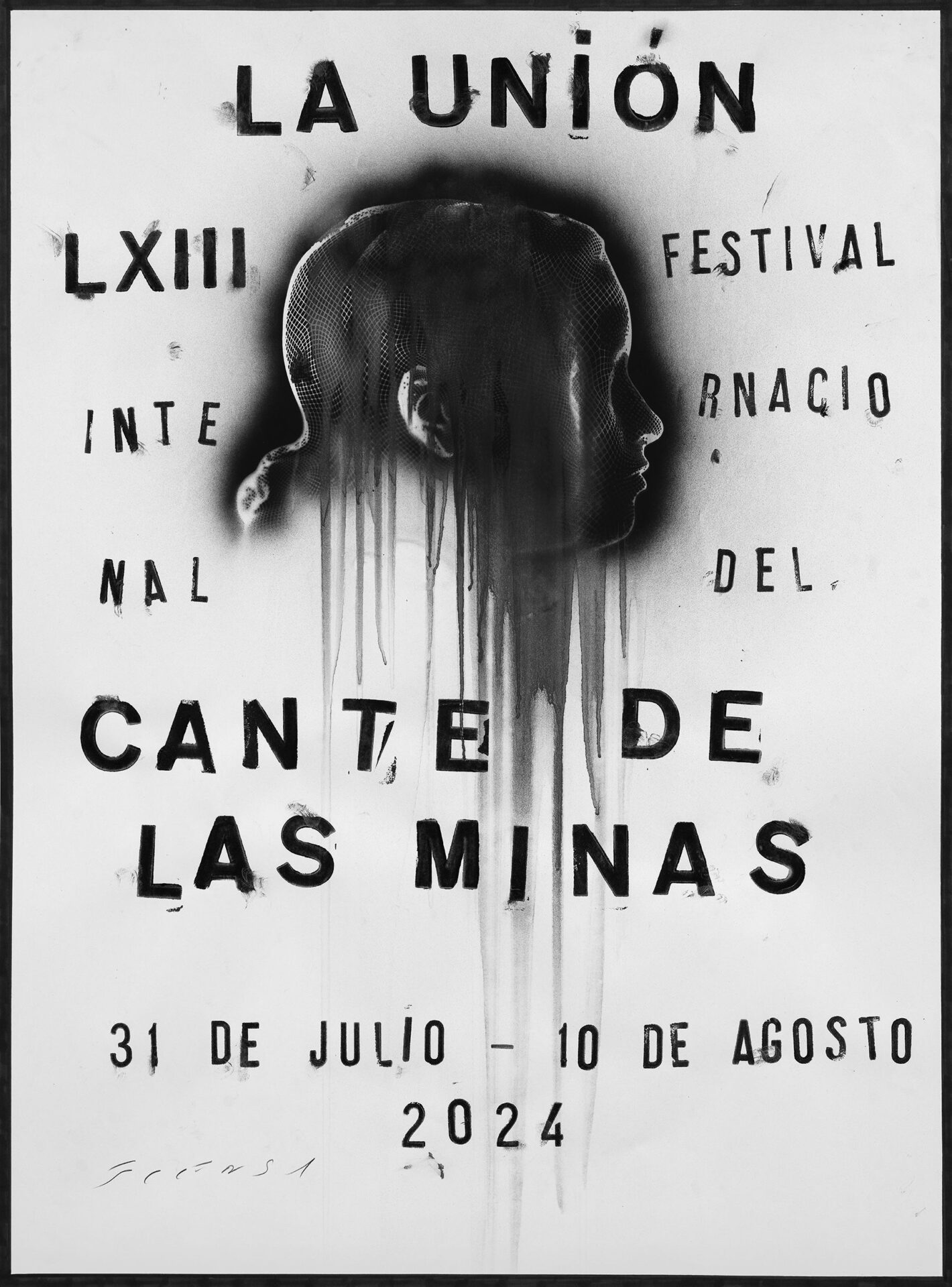Cartel anunciador, obra de Jaume Plensa